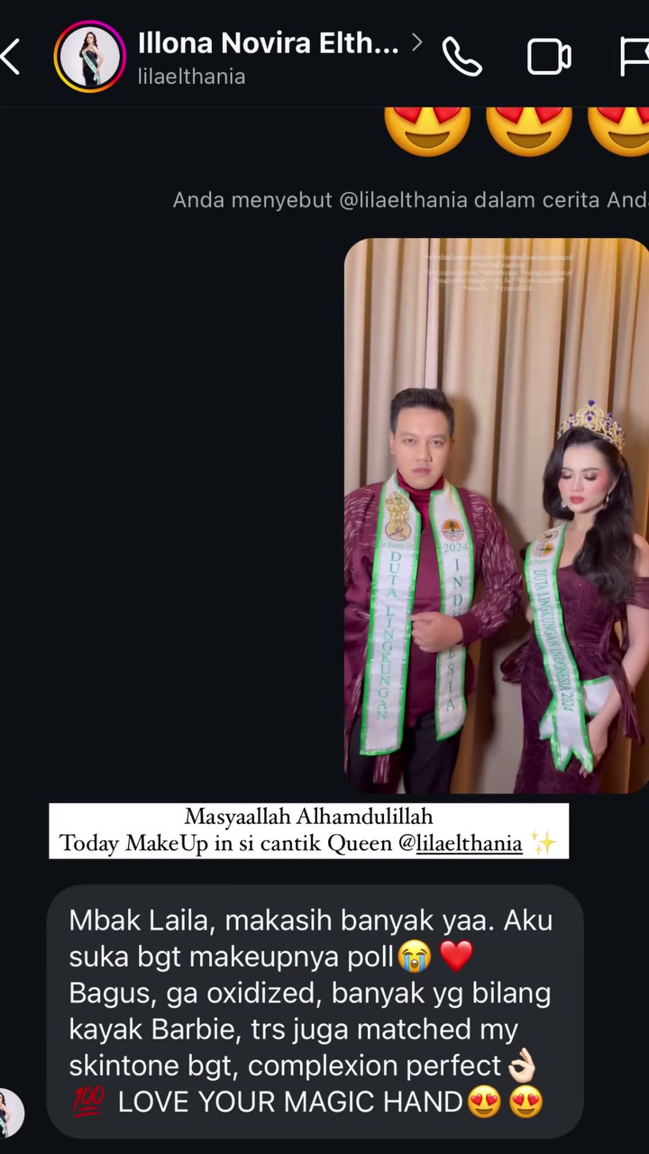 Unggahan klien yang membagikan hasil makeup Coretan Lailla